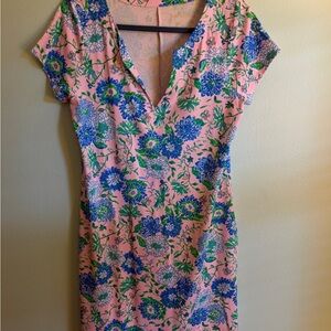 Lilly Pulitzer Pink and Blue Floral Midi Dress